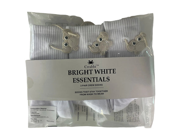Crrabbi Adult Crew Socks - Bright White Essentials 🤍