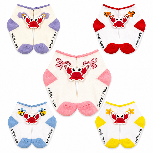 Crrabbi Socks - Kids Crew Sock & Fasteners 5 Pack