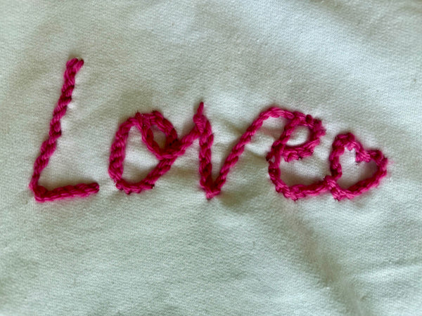 “Love” White Hand-Embroidered Sweatshirt