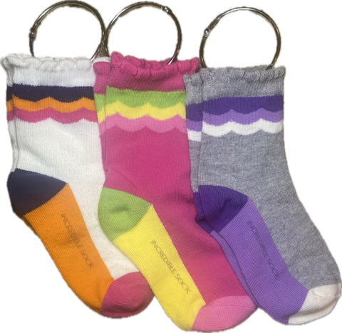 The Incredible Sock (TM) 💜 Girls Cotton Crew 3-Pack