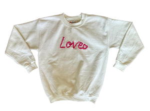 “Love” White Hand-Embroidered Sweatshirt