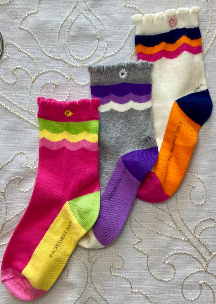 The Incredible Sock (TM) 💜 Girls Cotton Crew 3-Pack
