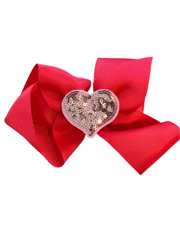 Valentine’s Sweetheart Glitter Bow - Pink