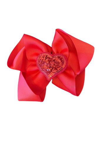 Valentine’s Sweetheart Glitter Bow - Red